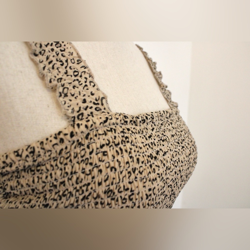 Japza Leopard Print Ruche Top Tank Blouse Size Small